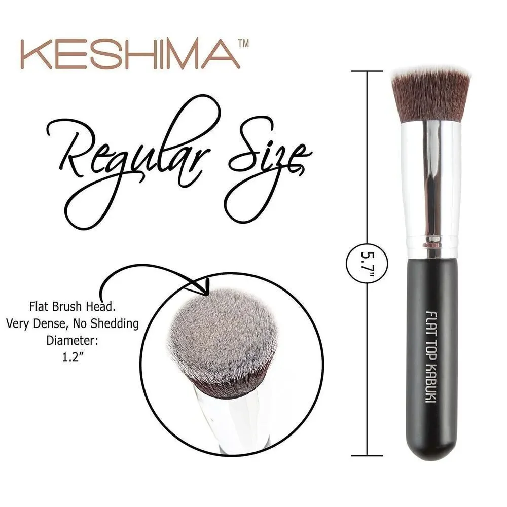 Premium Flat Top Kabuki Foundation Brush - Makeup Brush for Liquid Powder Cream